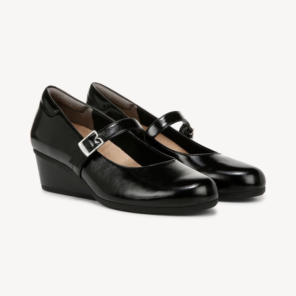 Dr. Scholl's Be Ready Mary Jane Women's US 8.5 Black Leather Wedge Heel ZAP358
